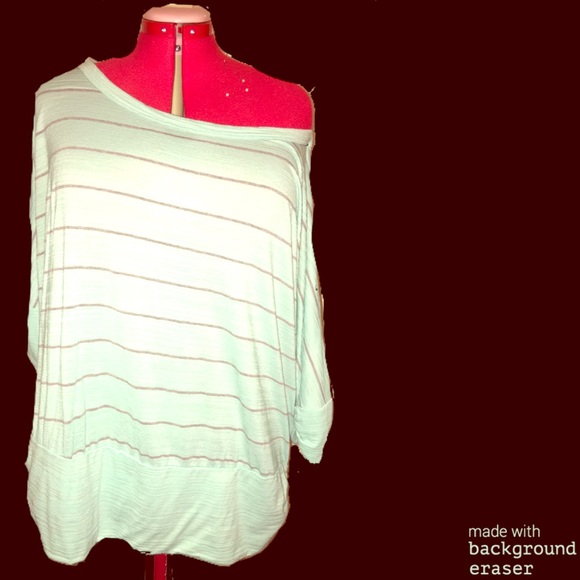 Mint and grey off the shoulder top