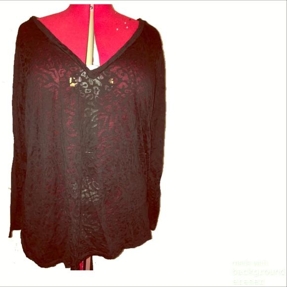 Black long sleeve sheer top