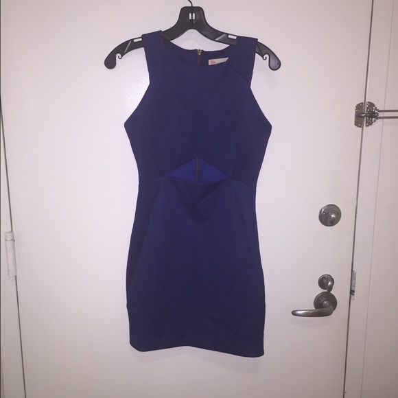 Navy Blue Bodycon Dress With Cutout - Picture 1 of 2