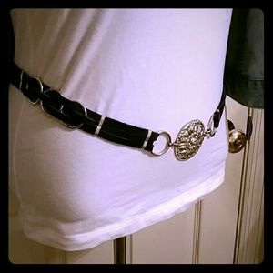 Jewelmint Black Leather Chain Belt M/L