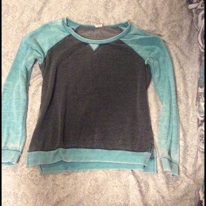 Tillys distressed Aqua crew neck