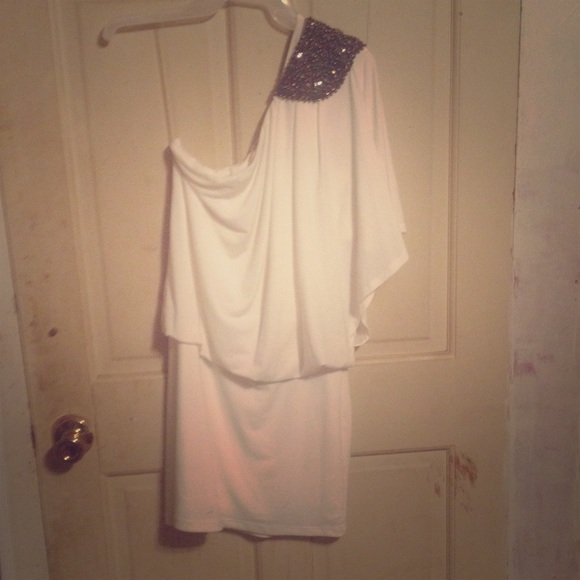 Off white one shoulder dress