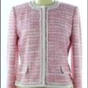 Tahari 3 pieces pink & white tweed business suit
