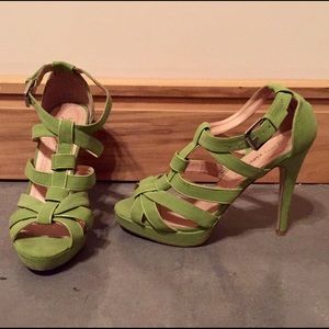 Green strappy heels