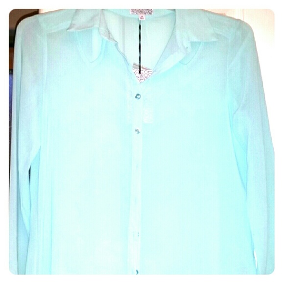 Teal sheer blouse