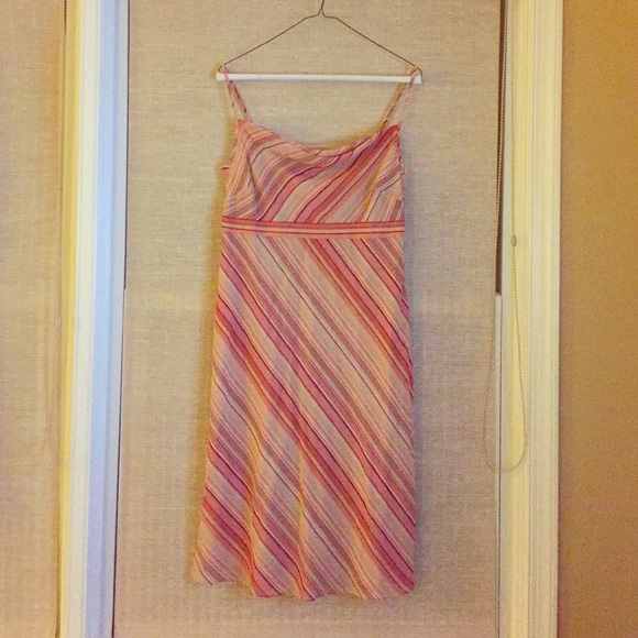 Ann Taylor Loft Pink/Cream Empire Waist Dress Sz 6 - Picture 1 of 1