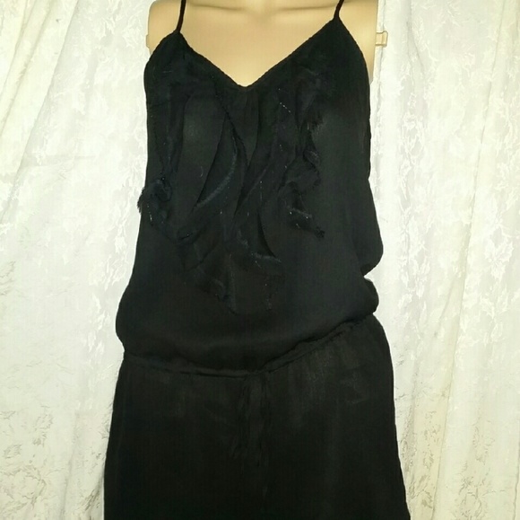 Old navy black tunic 3/4 length S ruffled bodice - Picture 1 of 4
