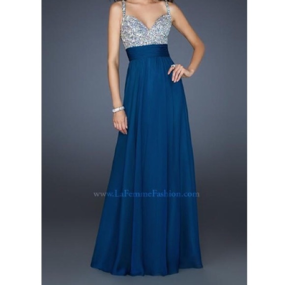 La Femme 16802 blue long prom dress