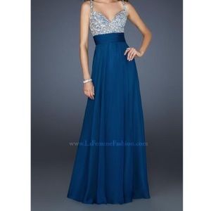 La Femme 16802 blue long prom dress