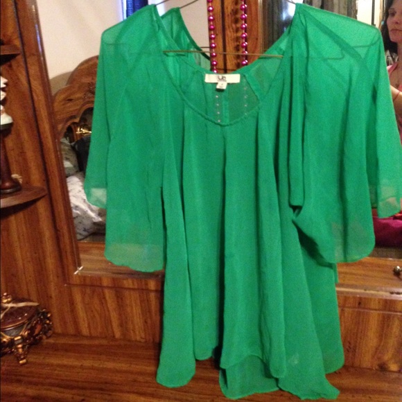 Green sheer top