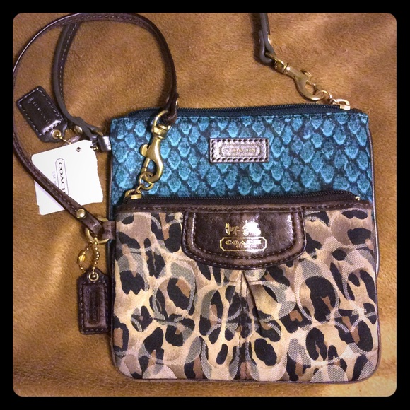 Coach~ 2 Wristlet. Emerald Snake & Classic Leopard