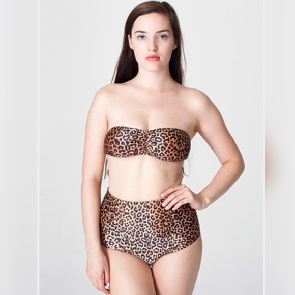 American Apparel Shiny Peach Cheetah Swim Bottoms