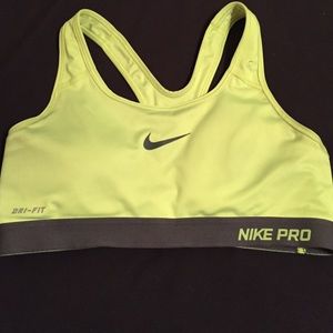 Neon yellow and grey Nike Sports Bra