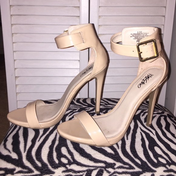 Nude ankle strap heels