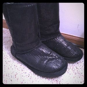 Black sequined boots
