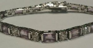 Sterling silver amethyst & cubic zirconia bracelet