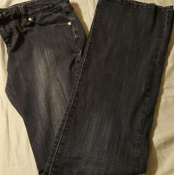 Dark blue wash flared jeans