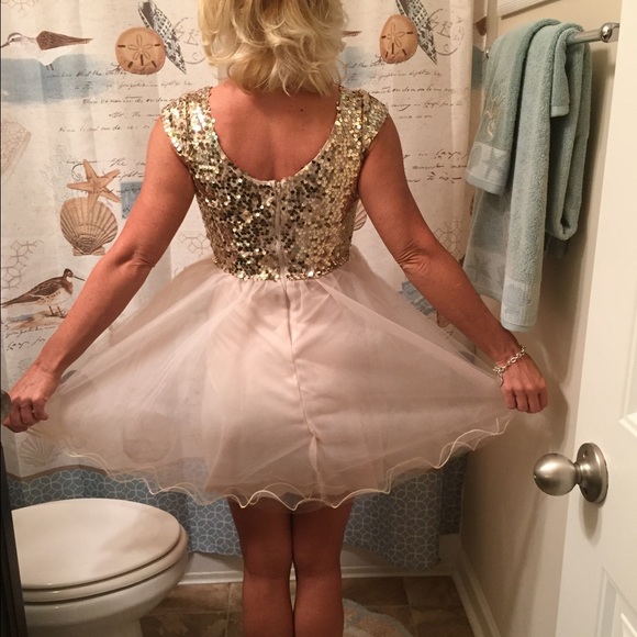 Sold on Mercari.Gold sequin& tulle dress - Picture 3 of 4