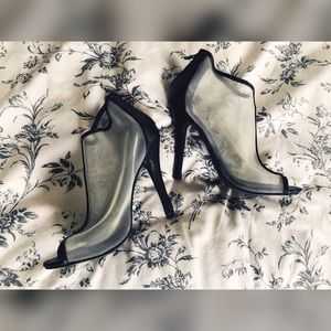 Mesh and leather booties