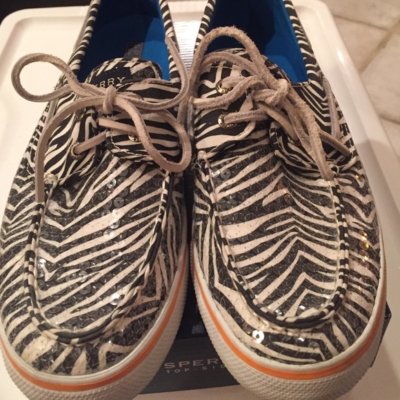 Black & White Sequin Sperrys