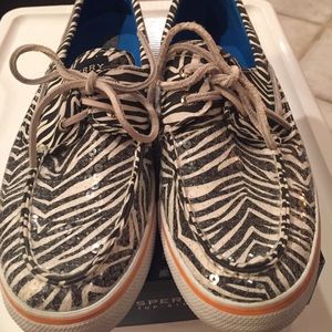 Black & White Sequin Sperrys