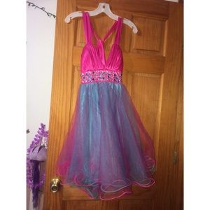Pink and blue short dress