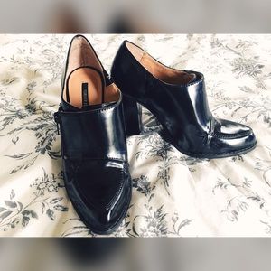 Patent heeled oxfords