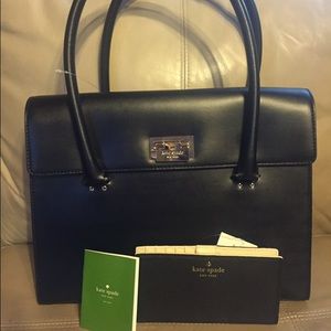 Kate Spade black bag and wallet with gold details