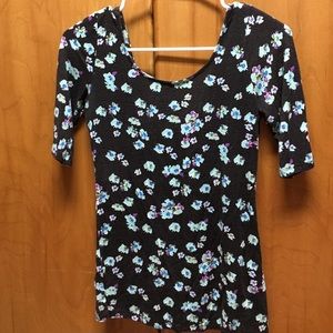 Floral scoop neck