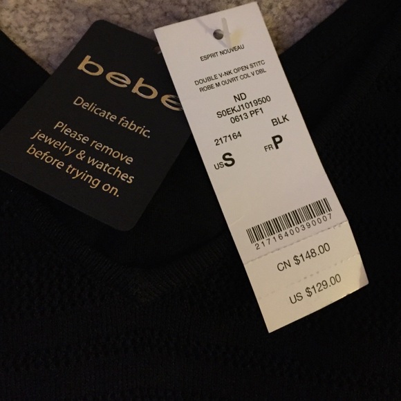 Bebe Black Fitted Dress NWT Sz S - Picture 4 of 4