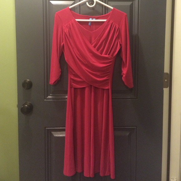 Instant slimming pink knee length dress- petite