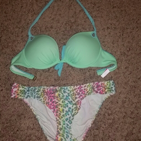 Victoria's Secret Mint and Leopard Bikini