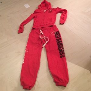 Victoria's Secret Red Texas Tech pants and hoodie