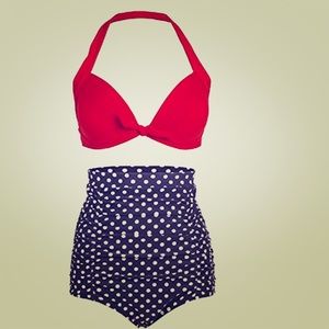 Vintage high-waste polka dot bikini