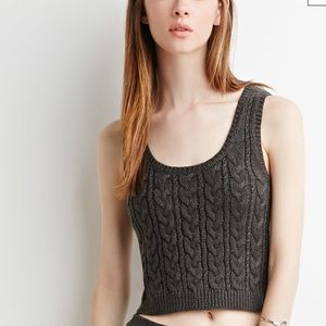 Cable Knit Sweater Crop Top