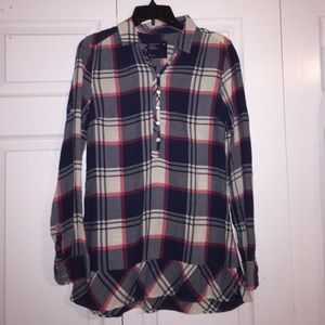red, white, and blue flannel