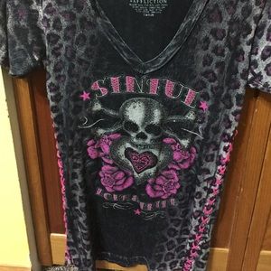 Sinful skull pink top