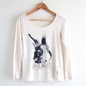 long sleeve bunny graphic top