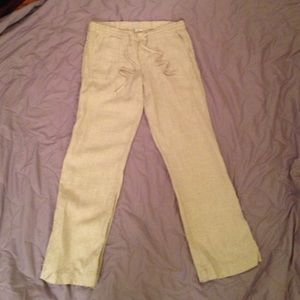 Allen Allen linen flow pants khaki size medium