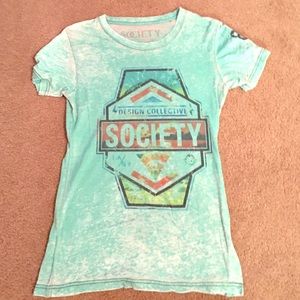 Turquoise Society burnout tshirt. Size medium