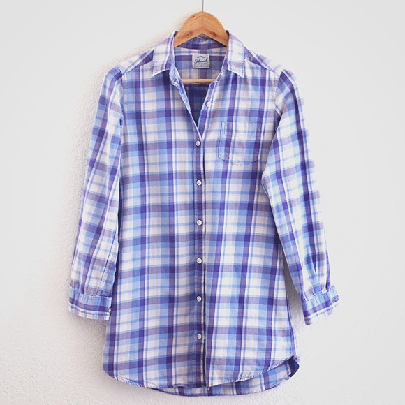 UNIQLO lavender gingham long flannel top