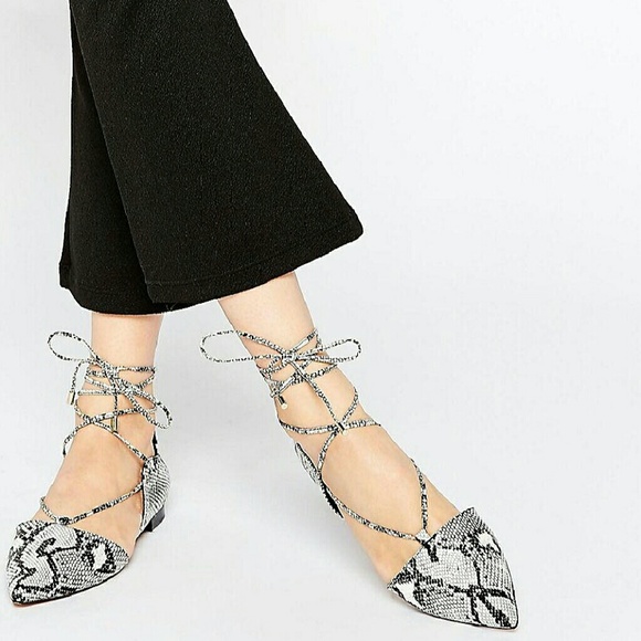 ASOS Shoes - ASOS Lockett Lace-up Flats. Snakeskin 9 NWT/NIB