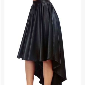 Faux Leather High Low Midi Skirt