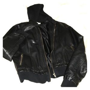 Black Leather zip up Jacket
