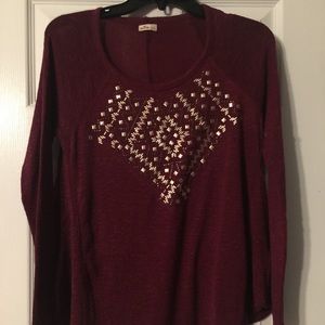 Hollister Burgundy/Gold Tunic Sweater