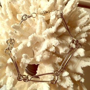 Multi link, double-chain silver bracelet