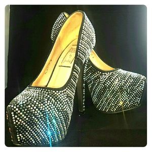New Rhinestone Sparkle Black Pumps