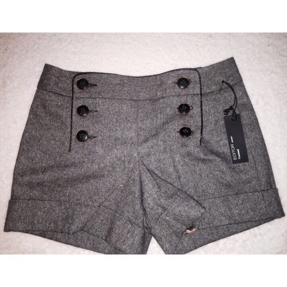 Express Editor black high waist tweed shorts 4
