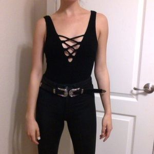 LF Lace-up Bodysuit - Black XS