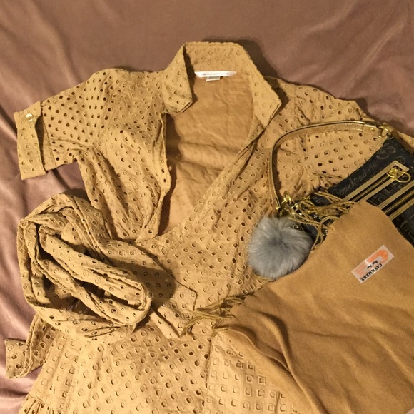 Diane Von Furstenberg beige wrap dress